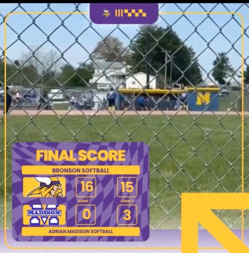 Bronson softball sweeps DH from Adrian Madison